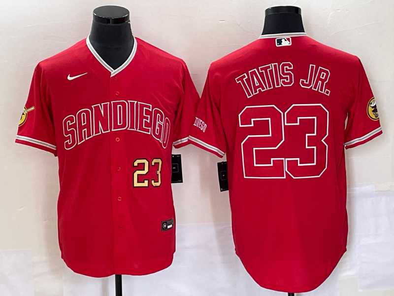 Men%27s San Diego Padres #23 Fernando Tatis Jr Number Red NEW 2023 Cool Base Stitched Jersey->san diego padres->MLB Jersey